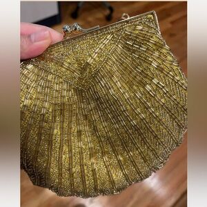 Vintage Gold-Beaded Clutch Bag